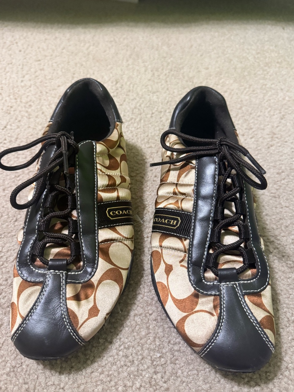 Coach Tan and Brown Signature Canvas Sneakers